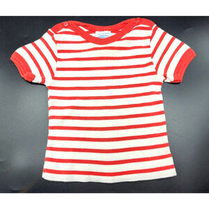 Vintage 80s Red White Striped Toddler Tee 18M Cotton Blend Made in Israel YK